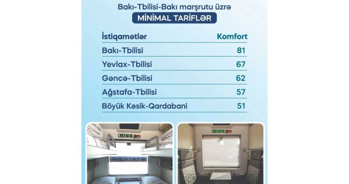 Bakı–Tbilisi–Bakı marşrut qatarında siniflər üzrə gediş haqqı açıqlandı – CƏDVƏL
